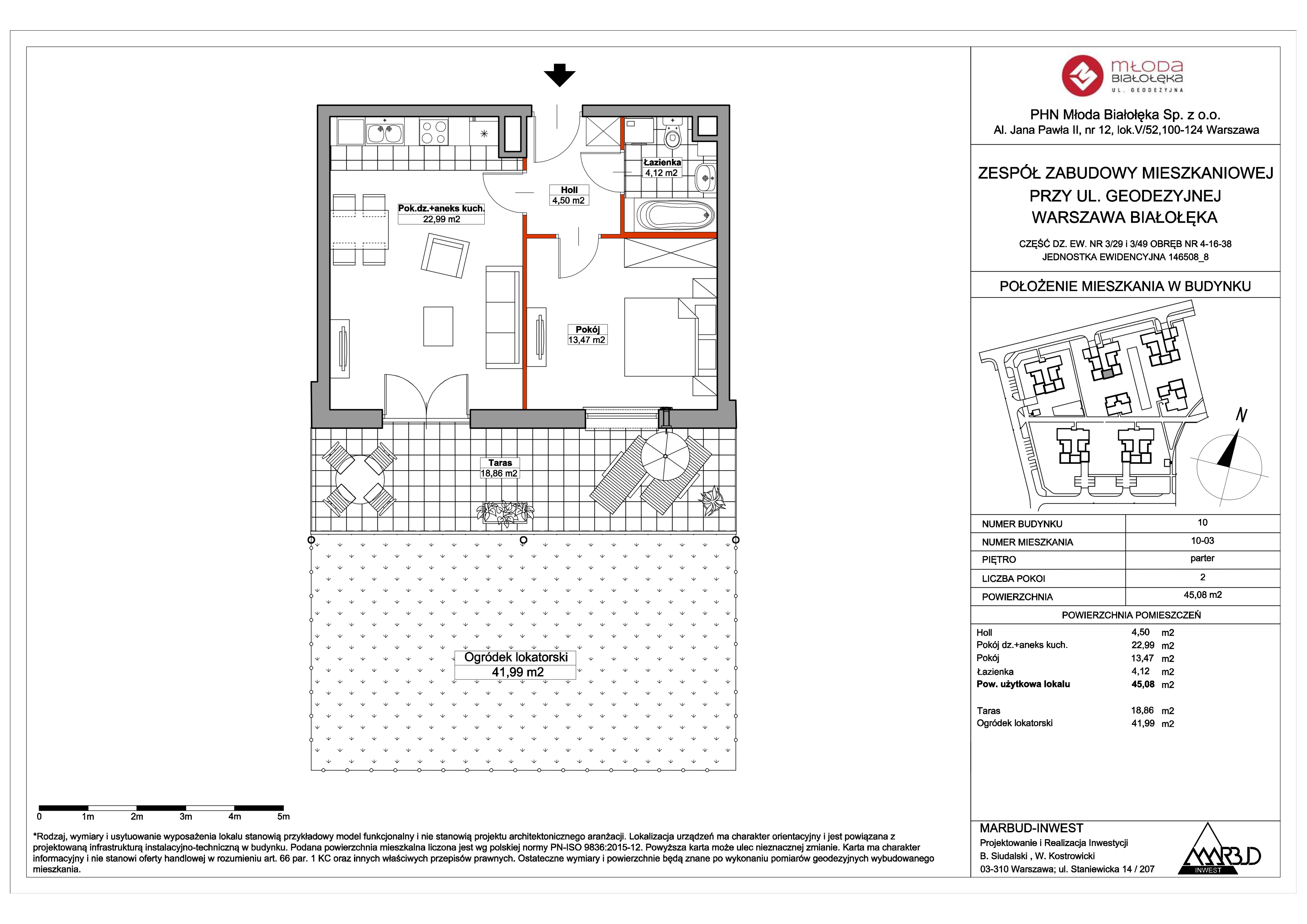 Mieszkanie 45,13 m², parter, oferta nr 10-03, Młoda Białołęka II, Warszawa, Białołęka, Brzeziny, ul. Geodezyjna-idx