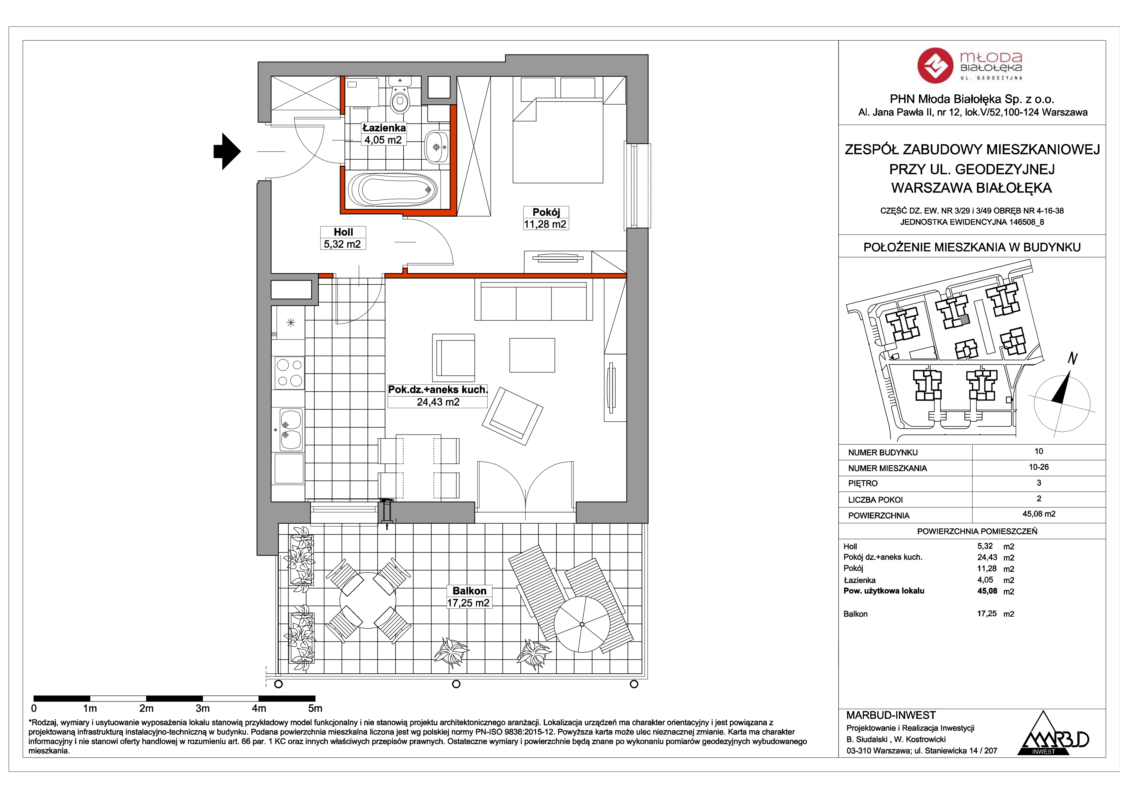 Mieszkanie 45,13 m², piętro 3, oferta nr 10-26, Młoda Białołęka II, Warszawa, Białołęka, Brzeziny, ul. Geodezyjna-idx