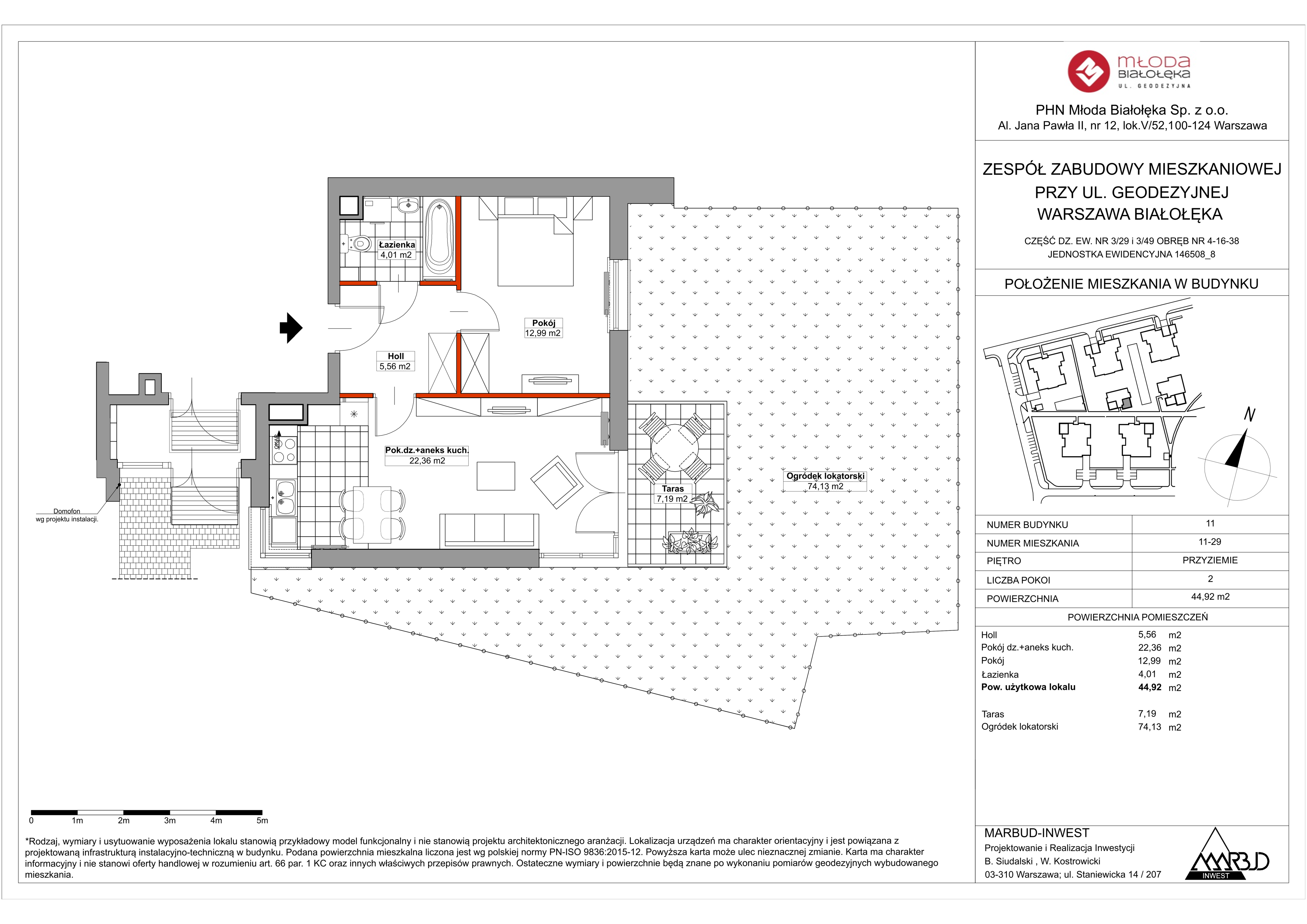 Mieszkanie 44,92 m², parter, oferta nr 11-29, Młoda Białołęka II, Warszawa, Białołęka, Brzeziny, ul. Geodezyjna-idx