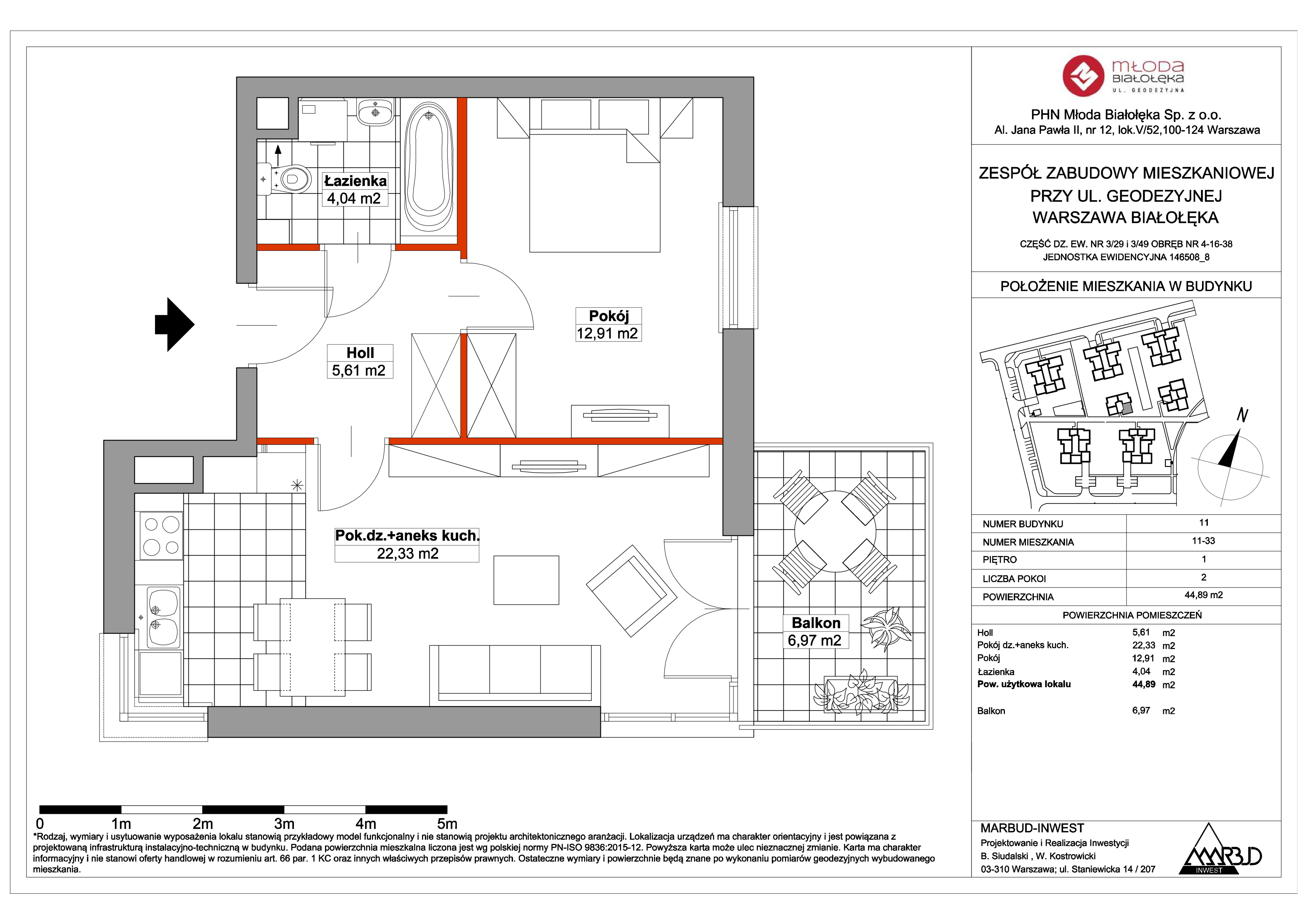 Mieszkanie 44,92 m², piętro 1, oferta nr 11-33, Młoda Białołęka II, Warszawa, Białołęka, Brzeziny, ul. Geodezyjna-idx