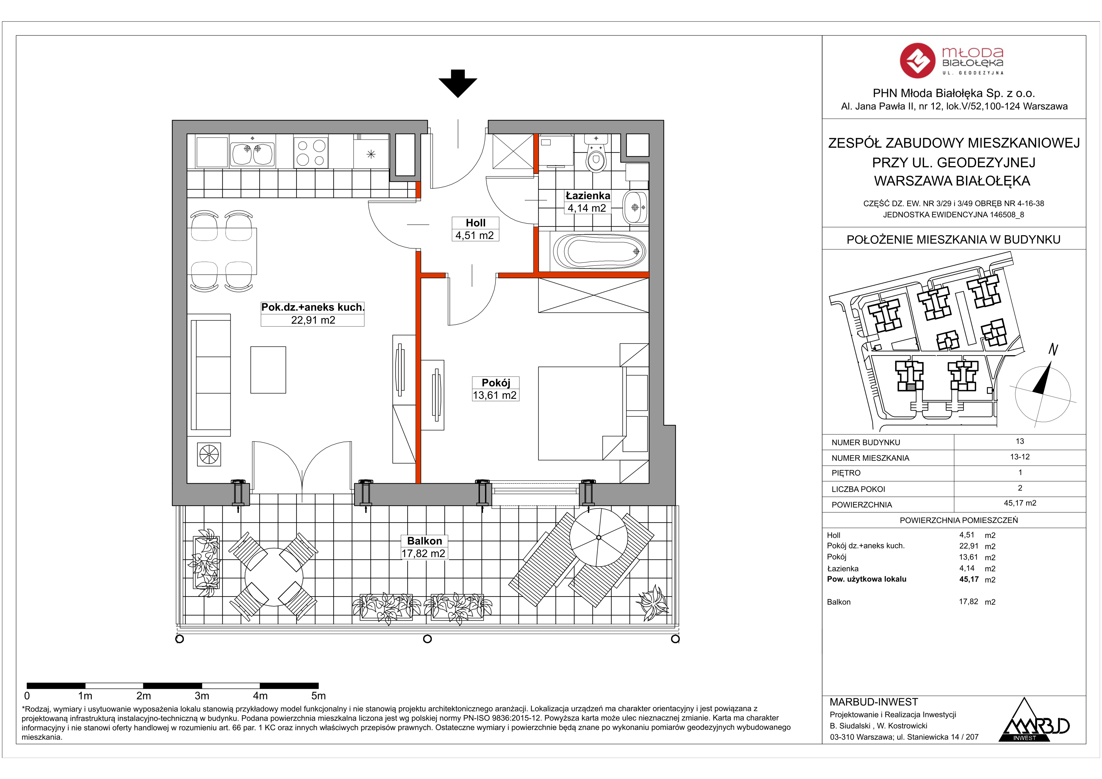 Mieszkanie 45,12 m², piętro 1, oferta nr 13-12, Młoda Białołęka II, Warszawa, Białołęka, Brzeziny, ul. Geodezyjna-idx