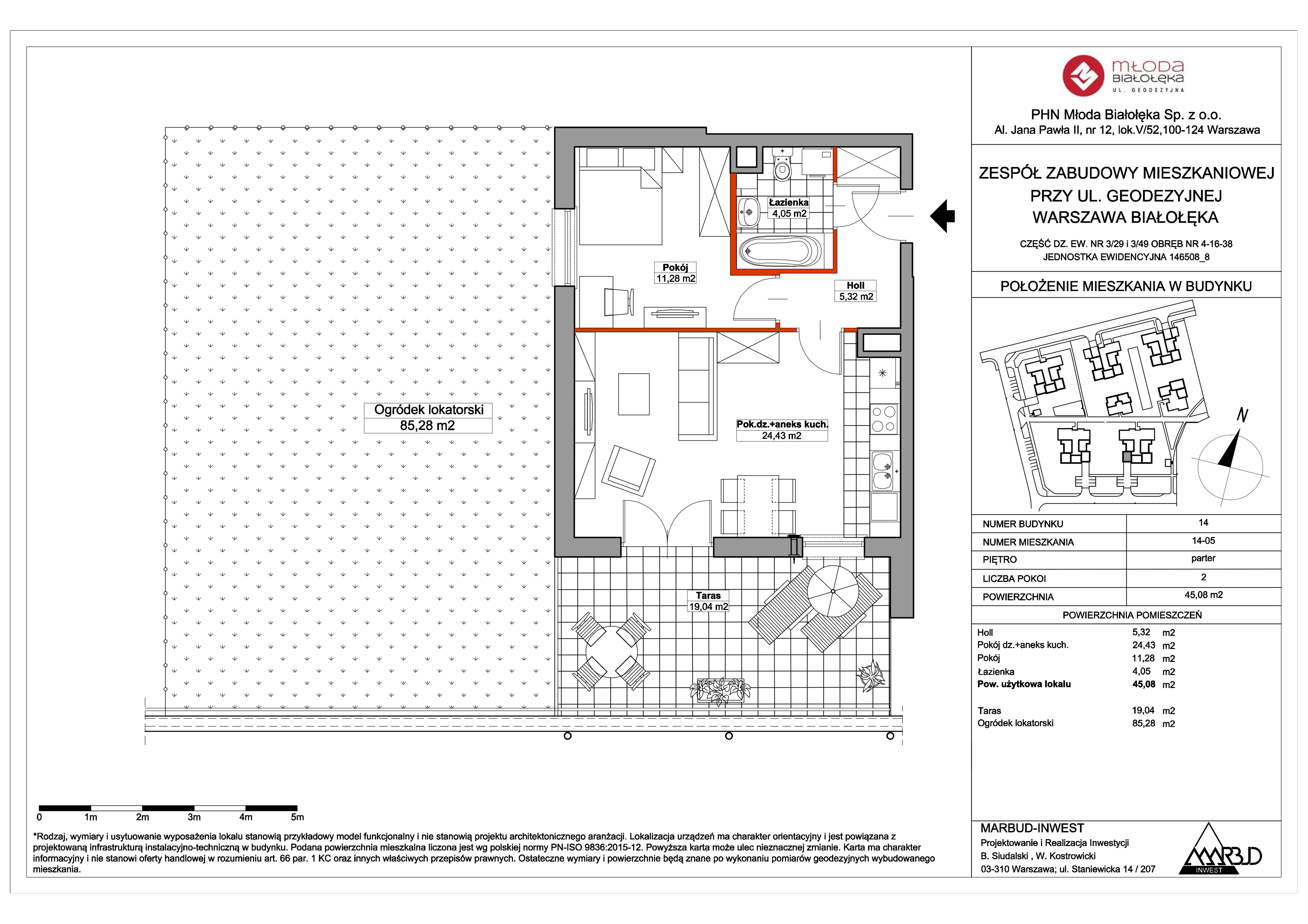 Mieszkanie 45,12 m², parter, oferta nr 14-05, Młoda Białołęka II, Warszawa, Białołęka, Brzeziny, ul. Geodezyjna-idx