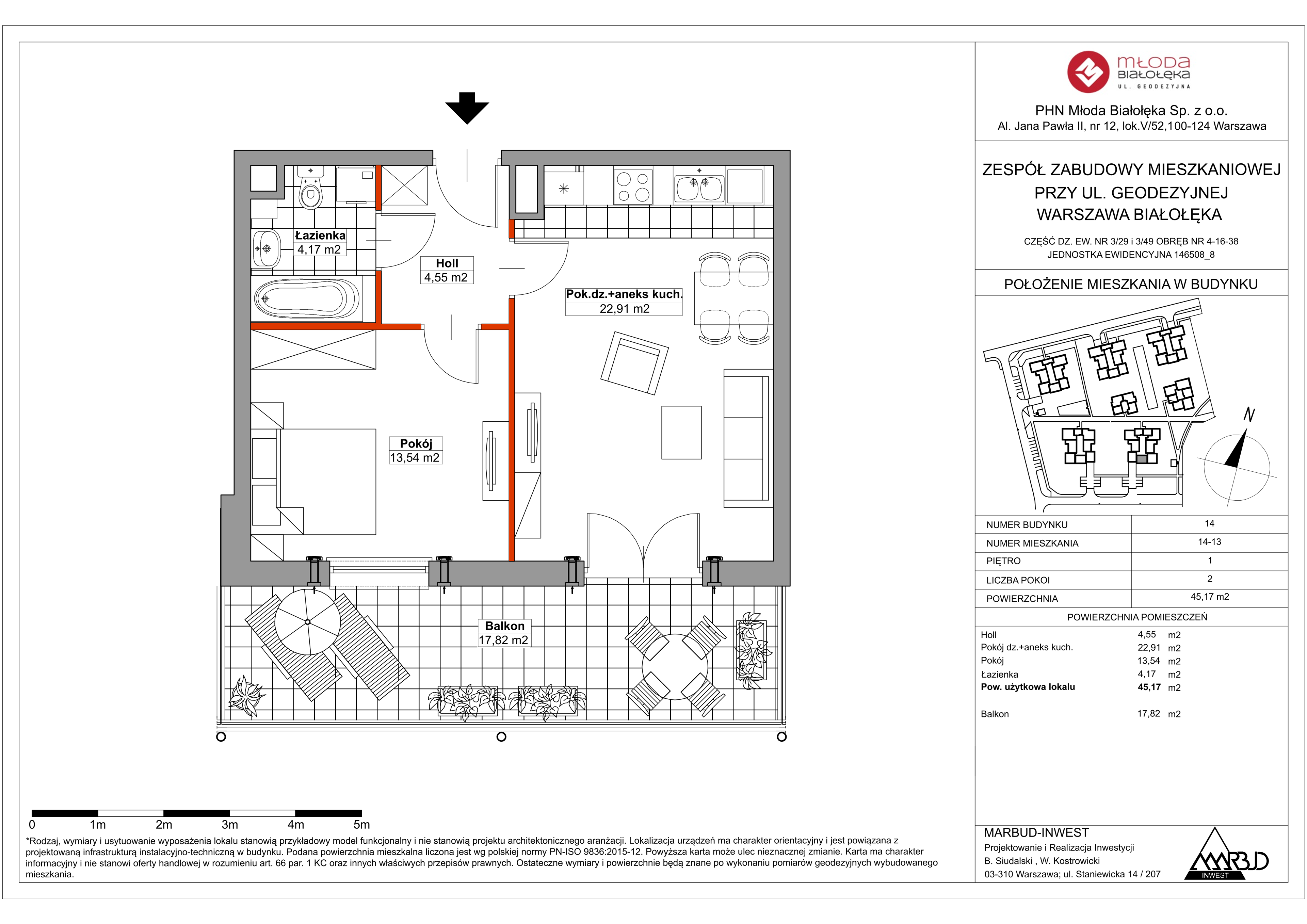 Mieszkanie 45,12 m², piętro 1, oferta nr 14-13, Młoda Białołęka II, Warszawa, Białołęka, Brzeziny, ul. Geodezyjna-idx