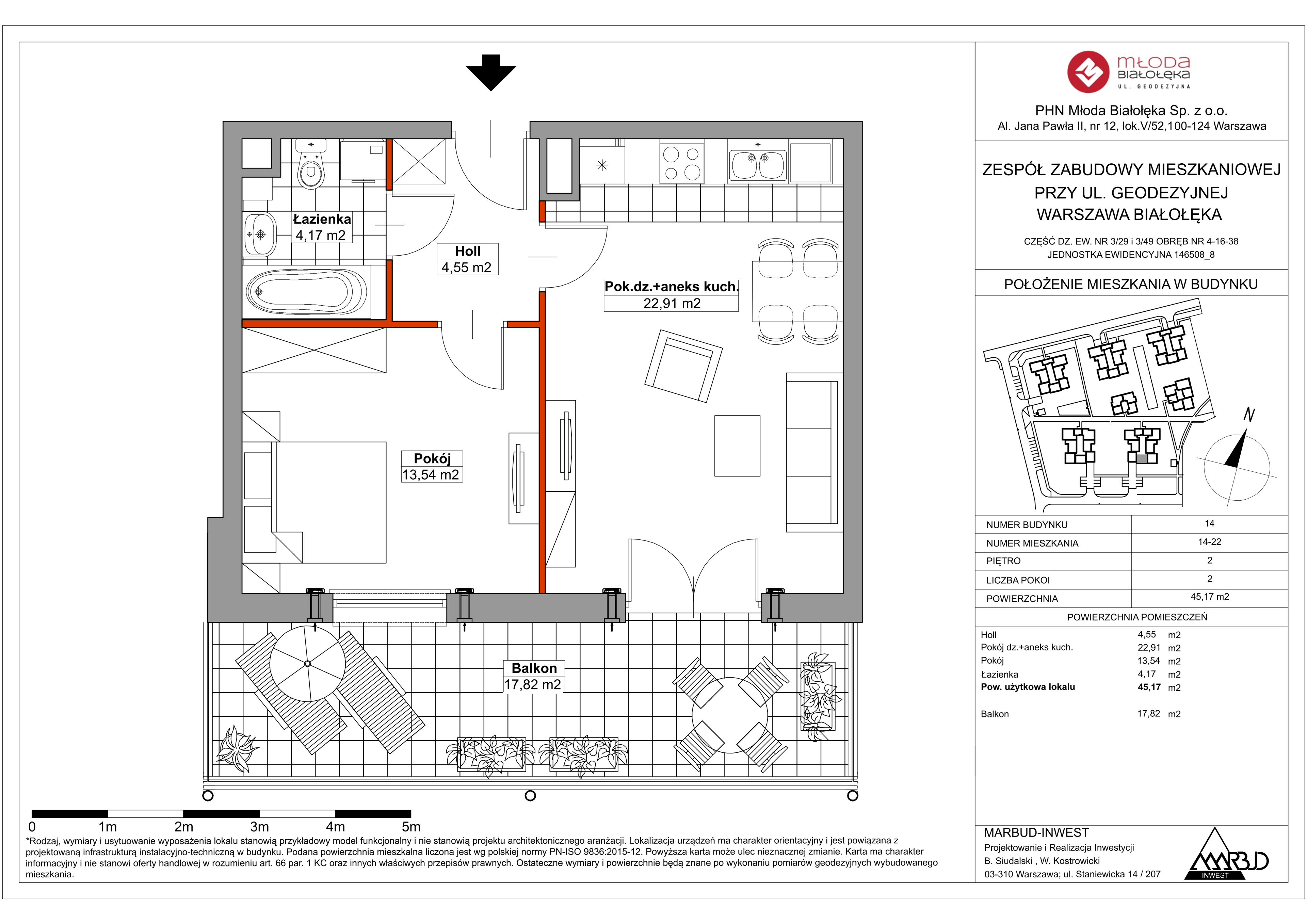 Mieszkanie 45,12 m², piętro 2, oferta nr 14-22, Młoda Białołęka II, Warszawa, Białołęka, Brzeziny, ul. Geodezyjna-idx