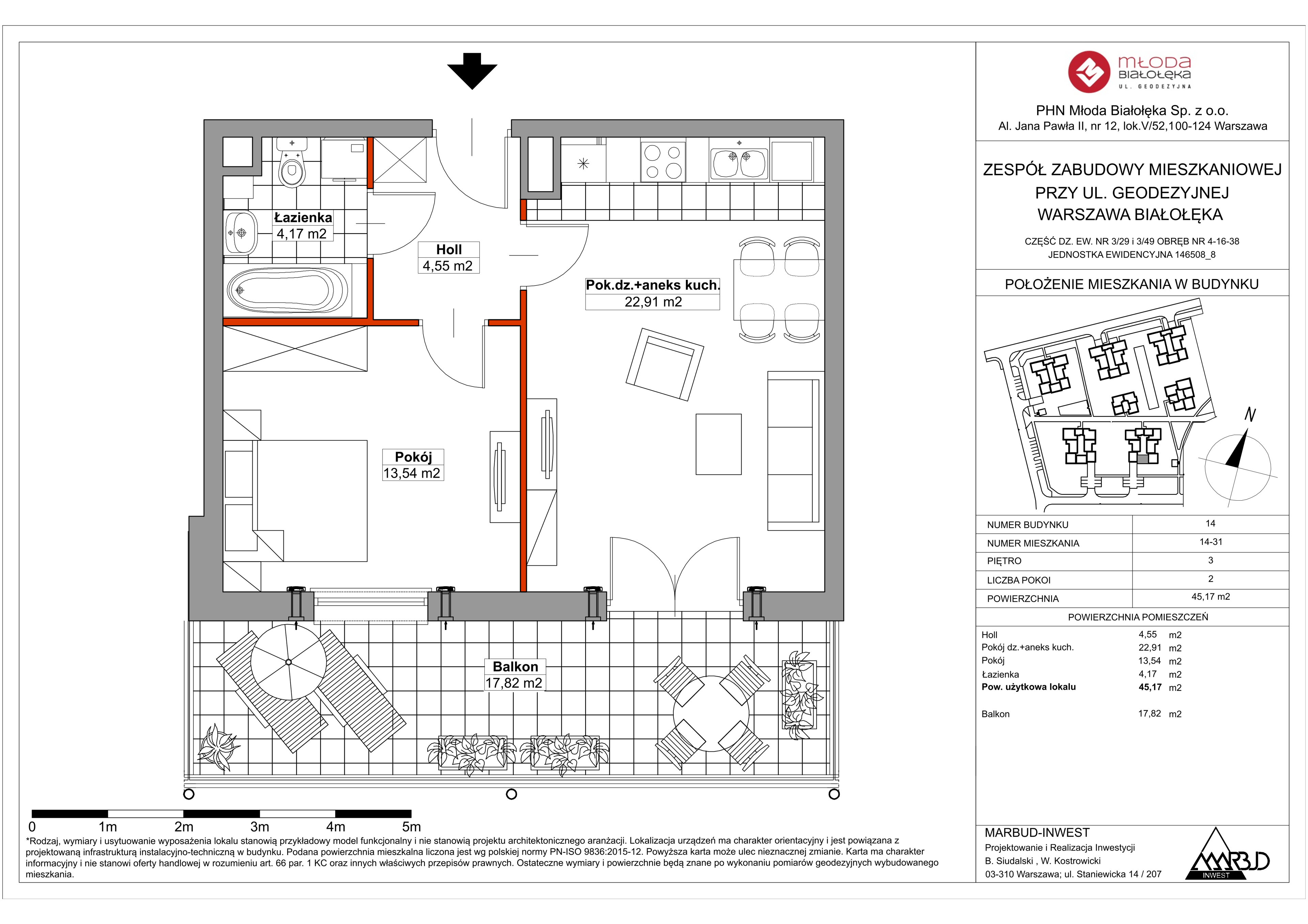 Mieszkanie 45,12 m², piętro 3, oferta nr 14-31, Młoda Białołęka II, Warszawa, Białołęka, Brzeziny, ul. Geodezyjna-idx