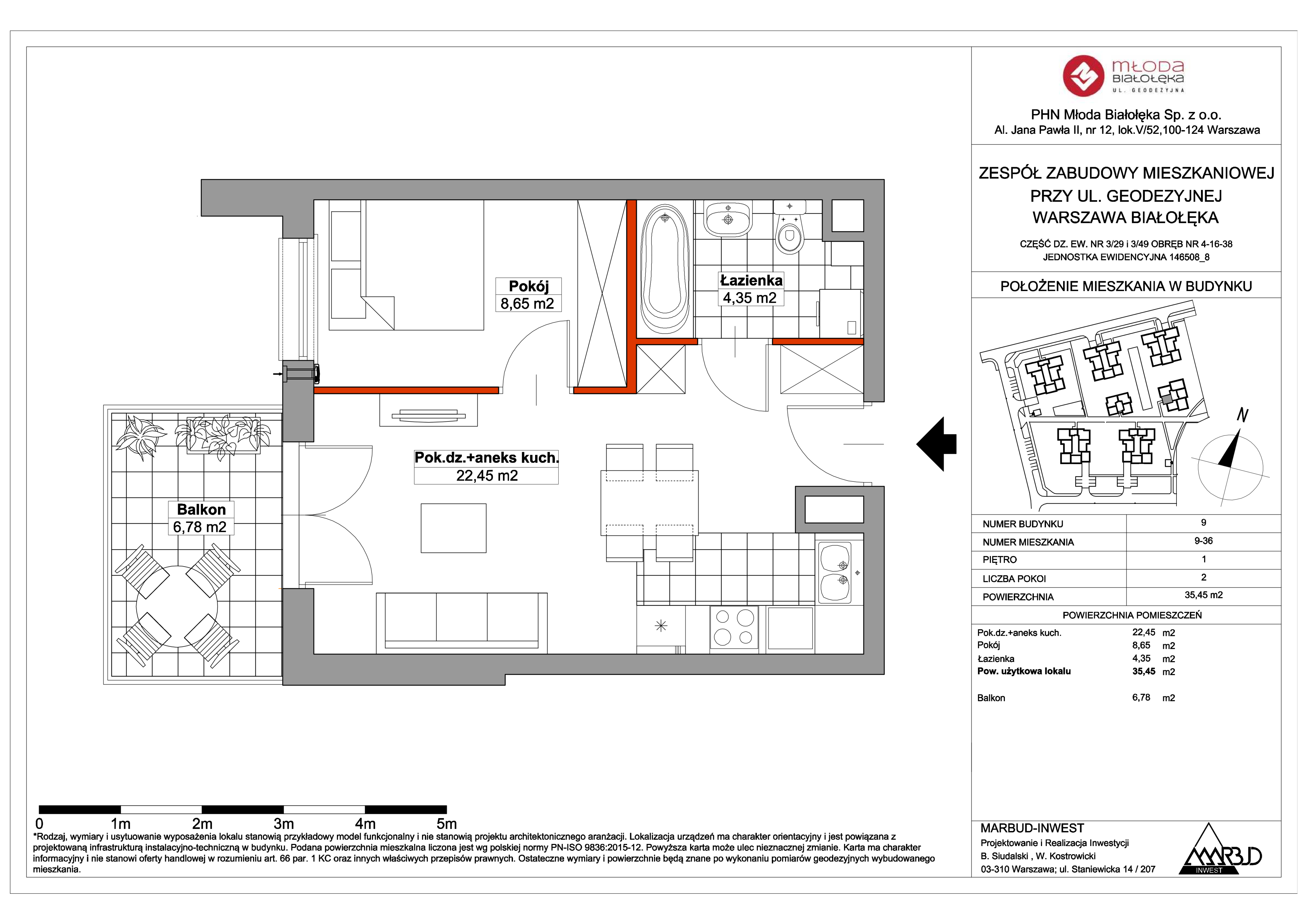 Mieszkanie 35,50 m², piętro 1, oferta nr 9-36, Młoda Białołęka II, Warszawa, Białołęka, Brzeziny, ul. Geodezyjna-idx