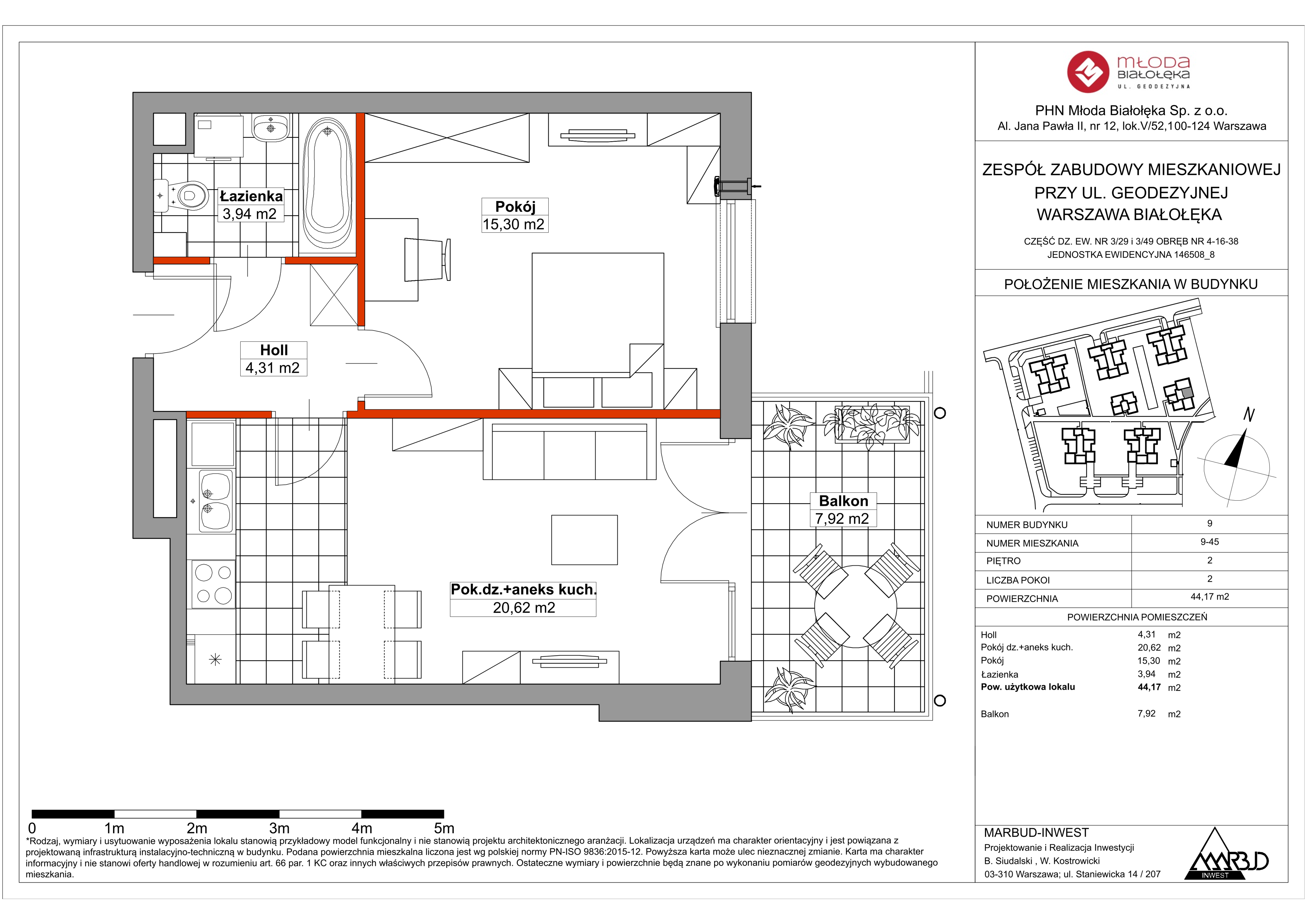 Mieszkanie 44,12 m², piętro 2, oferta nr 9-45, Młoda Białołęka II, Warszawa, Białołęka, Brzeziny, ul. Geodezyjna-idx