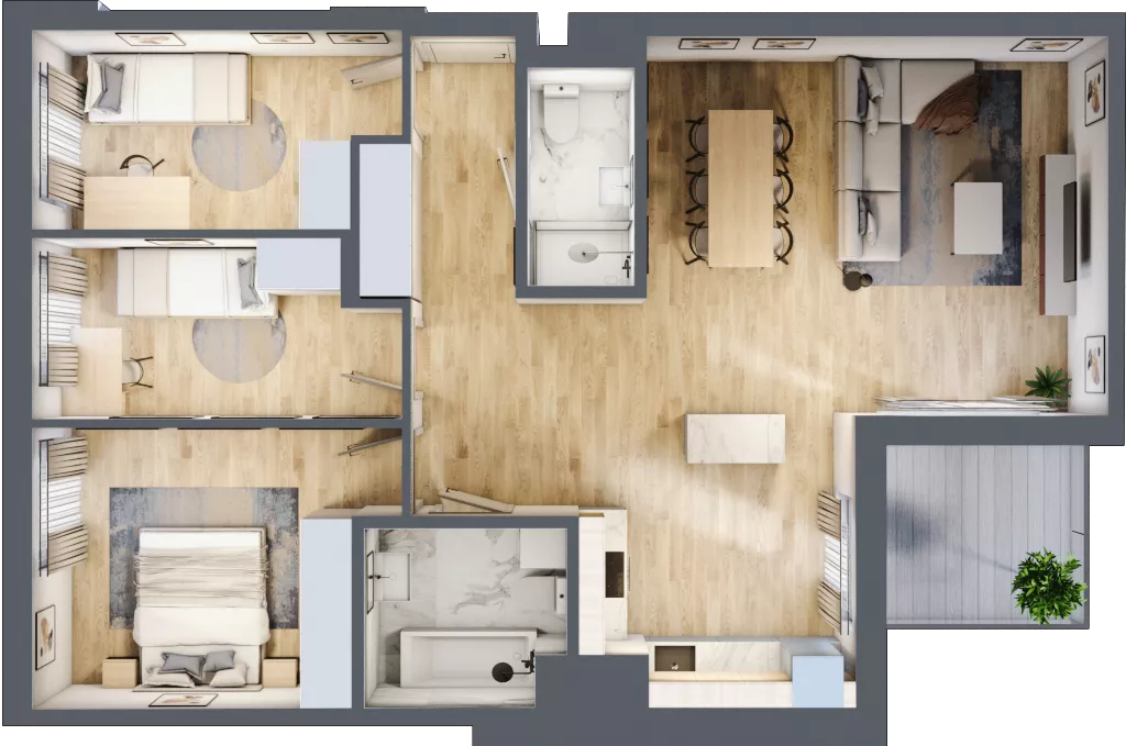 4 pokoje, mieszkanie 84,89 m², piętro 1, oferta nr A.01, Hi Mokotów, Warszawa, Ursynów, Wyczółki, ul. Bokserska 63