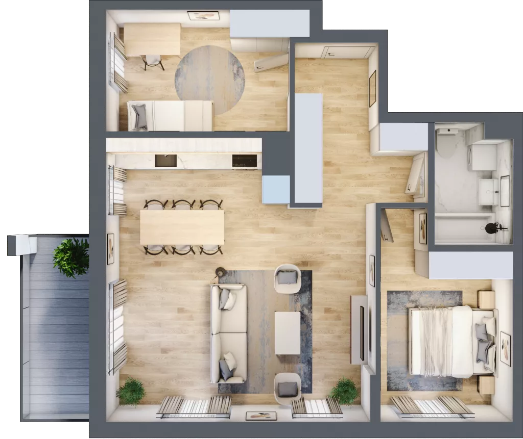 3 pokoje, mieszkanie 68,23 m², piętro 2, oferta nr A.05, Hi Mokotów, Warszawa, Ursynów, Wyczółki, ul. Bokserska 63