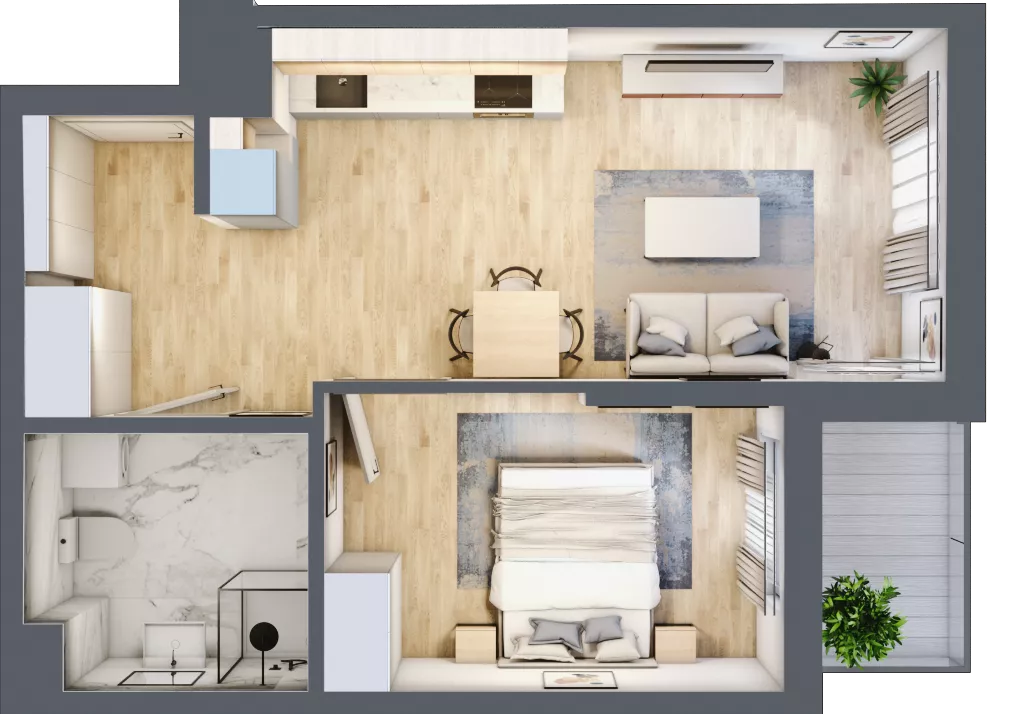 2 pokoje, mieszkanie 43,76 m², piętro 1, oferta nr A.23, Hi Mokotów, Warszawa, Ursynów, Wyczółki, ul. Bokserska 63