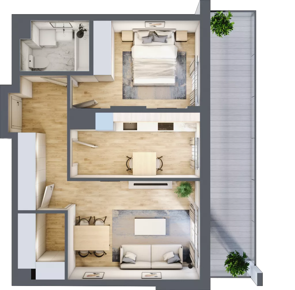 2 pokoje, mieszkanie 51,07 m², piętro 6, oferta nr B.59, Hi Mokotów, Warszawa, Ursynów, Wyczółki, ul. Bokserska 63