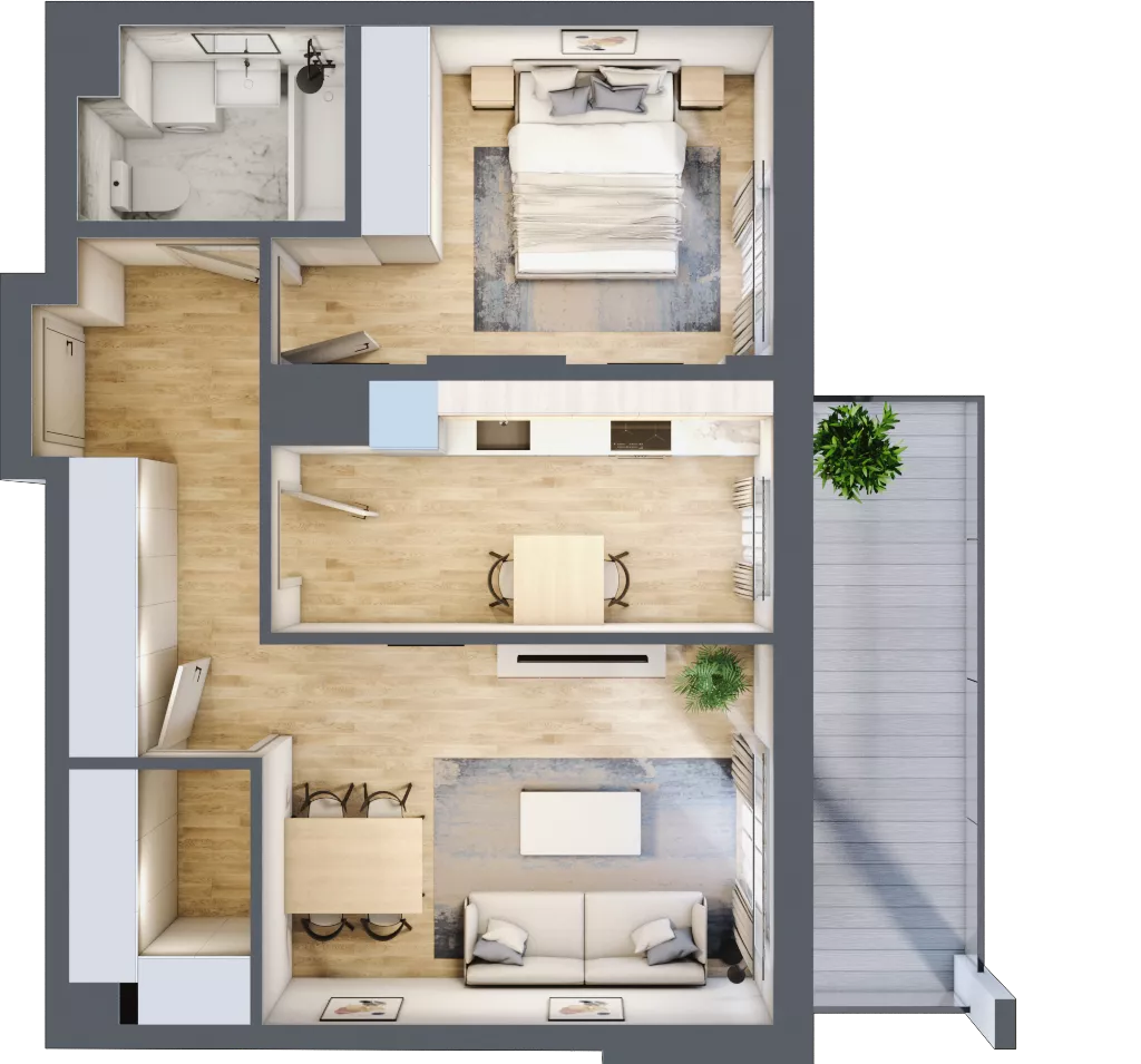 2 pokoje, mieszkanie 51,16 m², piętro 7, oferta nr B.63, Hi Mokotów, Warszawa, Ursynów, Wyczółki, ul. Bokserska 63