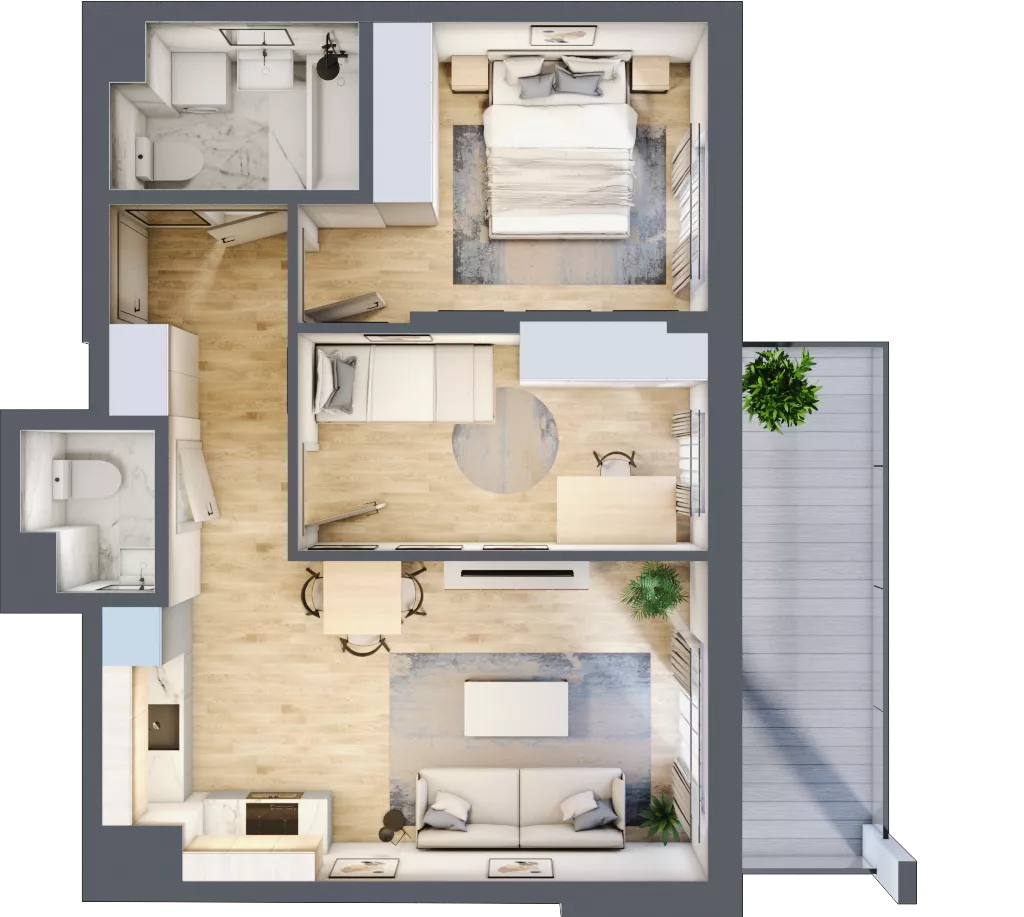 3 pokoje, mieszkanie 51,70 m², piętro 6, oferta nr B.91, Hi Mokotów, Warszawa, Ursynów, Wyczółki, ul. Bokserska 63