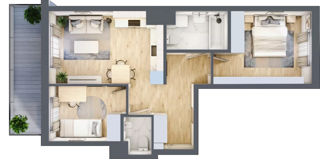 3 pokoje, mieszkanie 53,54 m², piętro 6, oferta nr B.126, Hi Mokotów, Warszawa, Ursynów, Wyczółki, ul. Bokserska 63