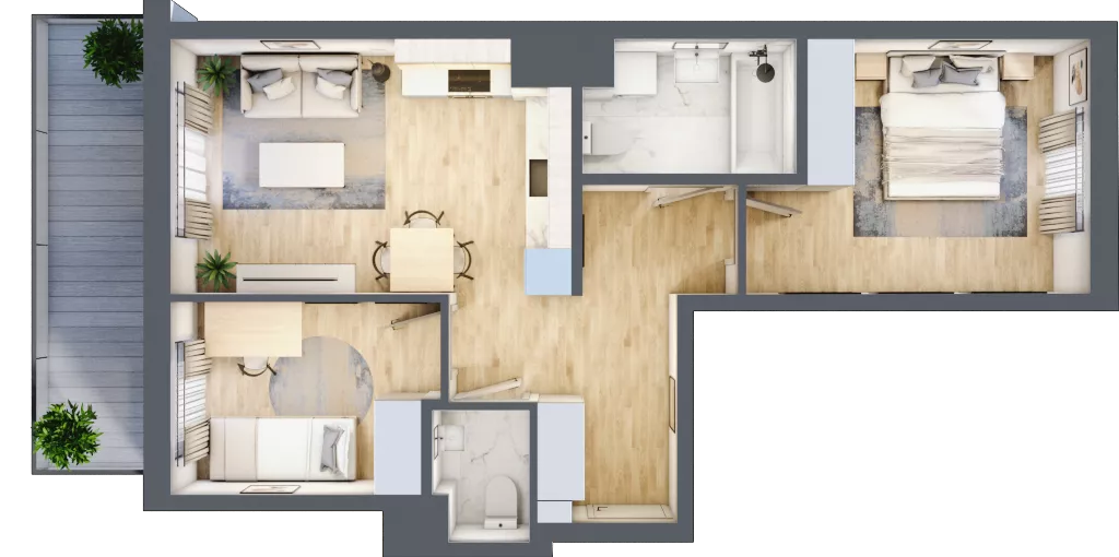 3 pokoje, mieszkanie 53,65 m², piętro 7, oferta nr B.131, Hi Mokotów, Warszawa, Ursynów, Wyczółki, ul. Bokserska 63