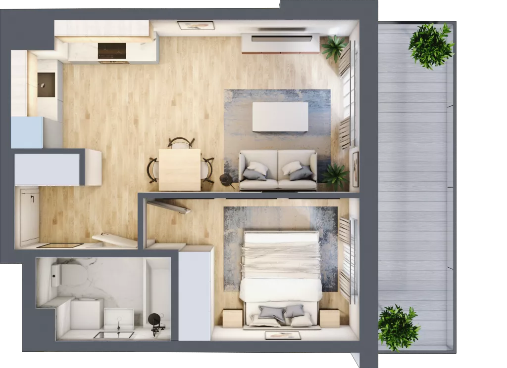 2 pokoje, mieszkanie 37,05 m², piętro 7, oferta nr B.132, Hi Mokotów, Warszawa, Ursynów, Wyczółki, ul. Bokserska 63