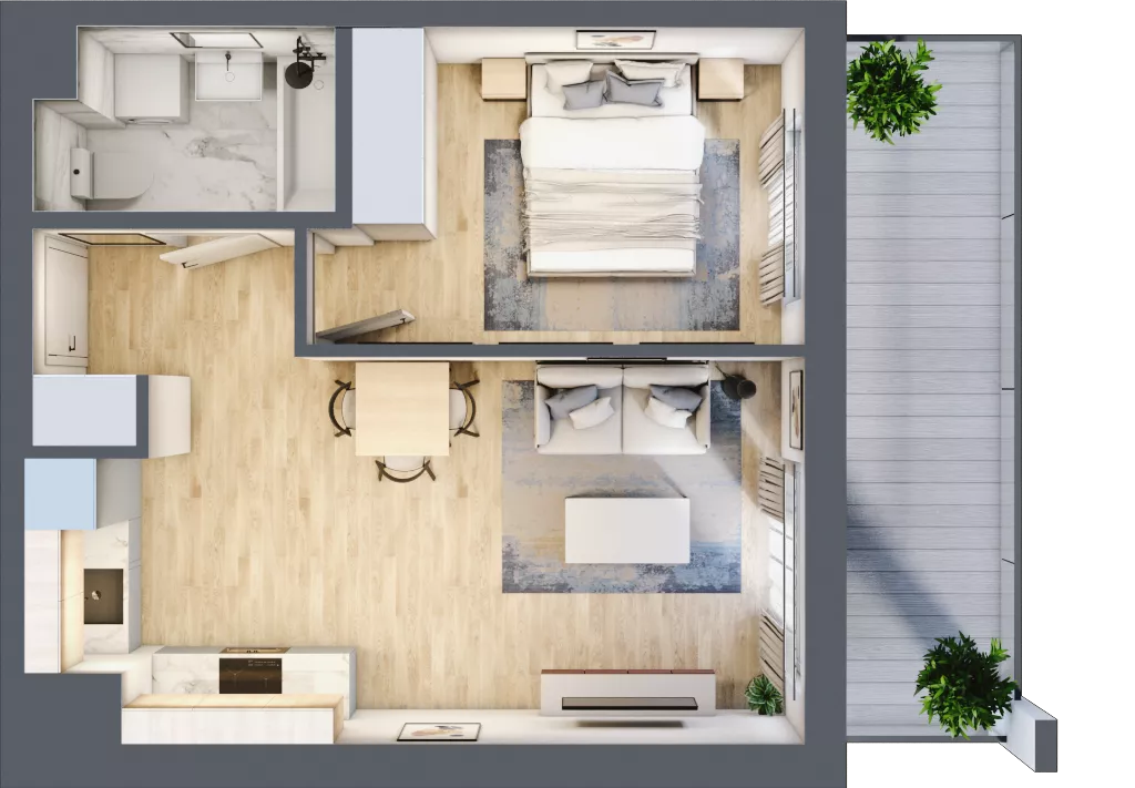 2 pokoje, mieszkanie 37,58 m², piętro 7, oferta nr B.134, Hi Mokotów, Warszawa, Ursynów, Wyczółki, ul. Bokserska 63