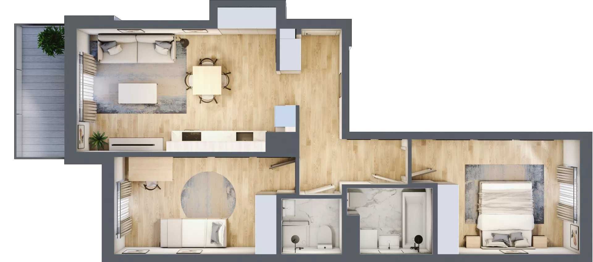 3 pokoje, mieszkanie 65,41 m², piętro 1, oferta nr B.08, Hi Mokotów, Warszawa, Ursynów, Wyczółki, ul. Bokserska 63