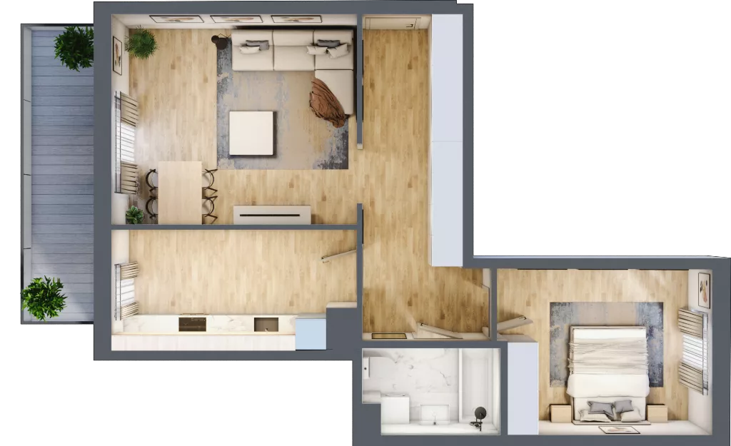 2 pokoje, mieszkanie 62,22 m², piętro 1, oferta nr B.40, Hi Mokotów, Warszawa, Ursynów, Wyczółki, ul. Bokserska 63