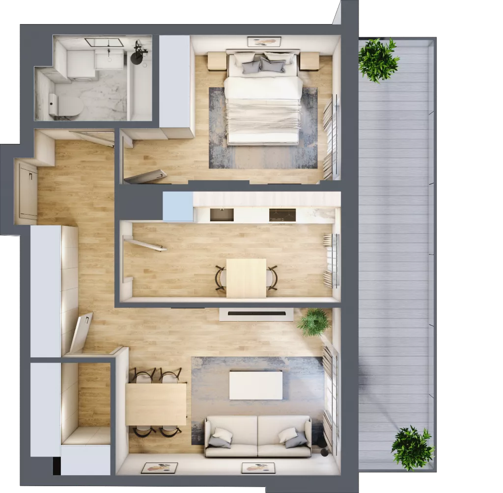 2 pokoje, mieszkanie 50,98 m², piętro 4, oferta nr B.51, Hi Mokotów, Warszawa, Ursynów, Wyczółki, ul. Bokserska 63