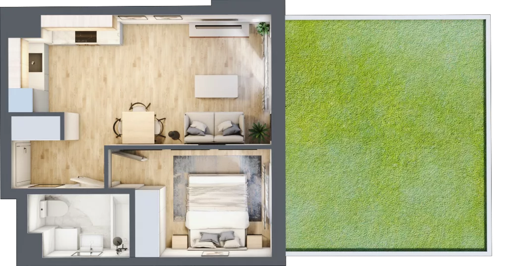 2 pokoje, mieszkanie 36,85 m², parter, oferta nr B.66, Hi Mokotów, Warszawa, Ursynów, Wyczółki, ul. Bokserska 63