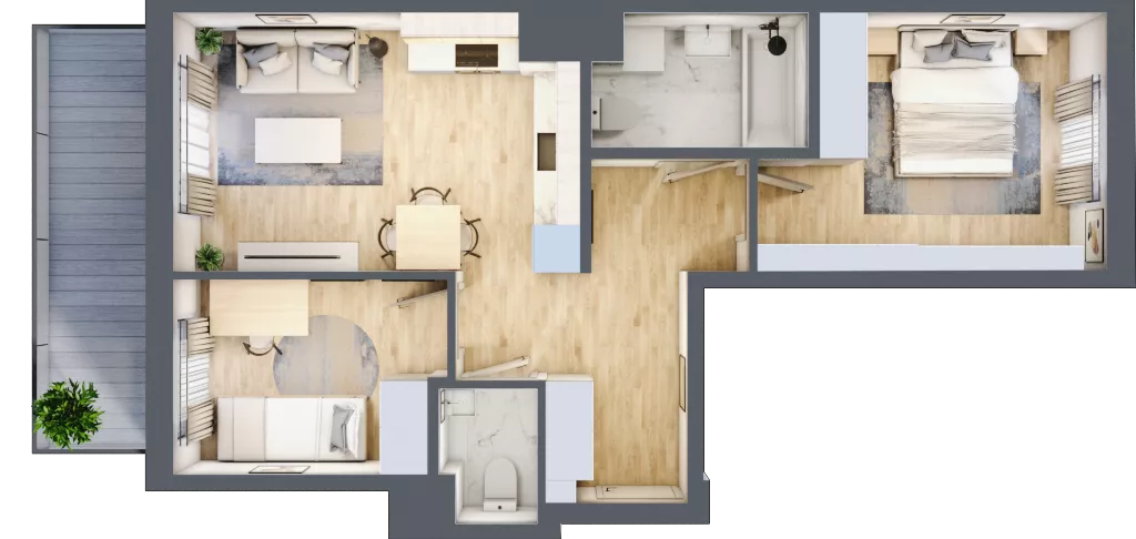 3 pokoje, mieszkanie 53,25 m², piętro 1, oferta nr B.69, Hi Mokotów, Warszawa, Ursynów, Wyczółki, ul. Bokserska 63