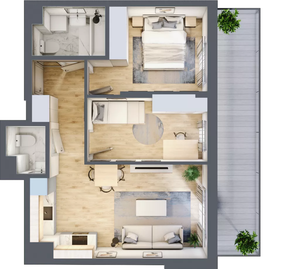 3 pokoje, mieszkanie 51,62 m², piętro 4, oferta nr B.83, Hi Mokotów, Warszawa, Ursynów, Wyczółki, ul. Bokserska 63