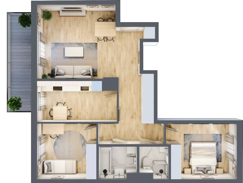 3 pokoje, mieszkanie 77,89 m², piętro 4, oferta nr B.84, Hi Mokotów, Warszawa, Ursynów, Wyczółki, ul. Bokserska 63