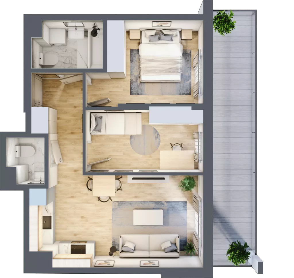 3 pokoje, mieszkanie 51,73 m², piętro 5, oferta nr B.87, Hi Mokotów, Warszawa, Ursynów, Wyczółki, ul. Bokserska 63