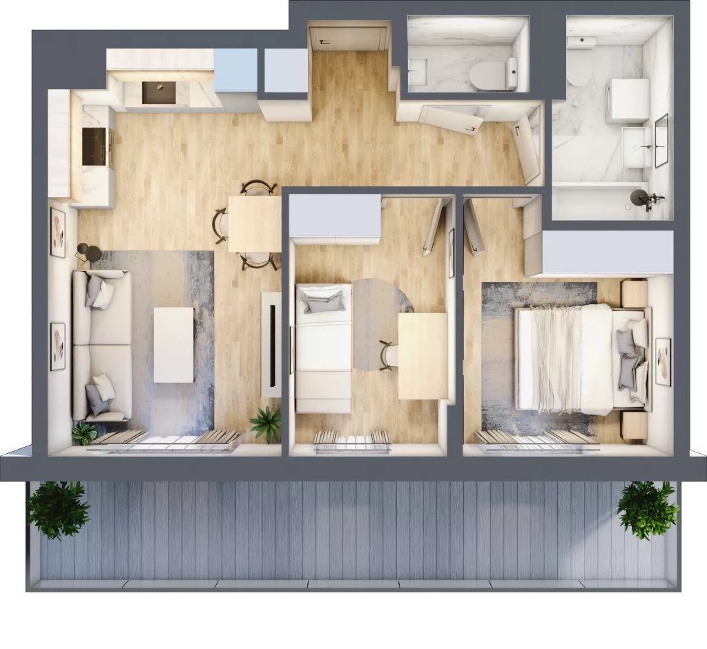3 pokoje, mieszkanie 49,00 m², piętro 1, oferta nr C.07, Hi Mokotów, Warszawa, Ursynów, Wyczółki, ul. Bokserska 63