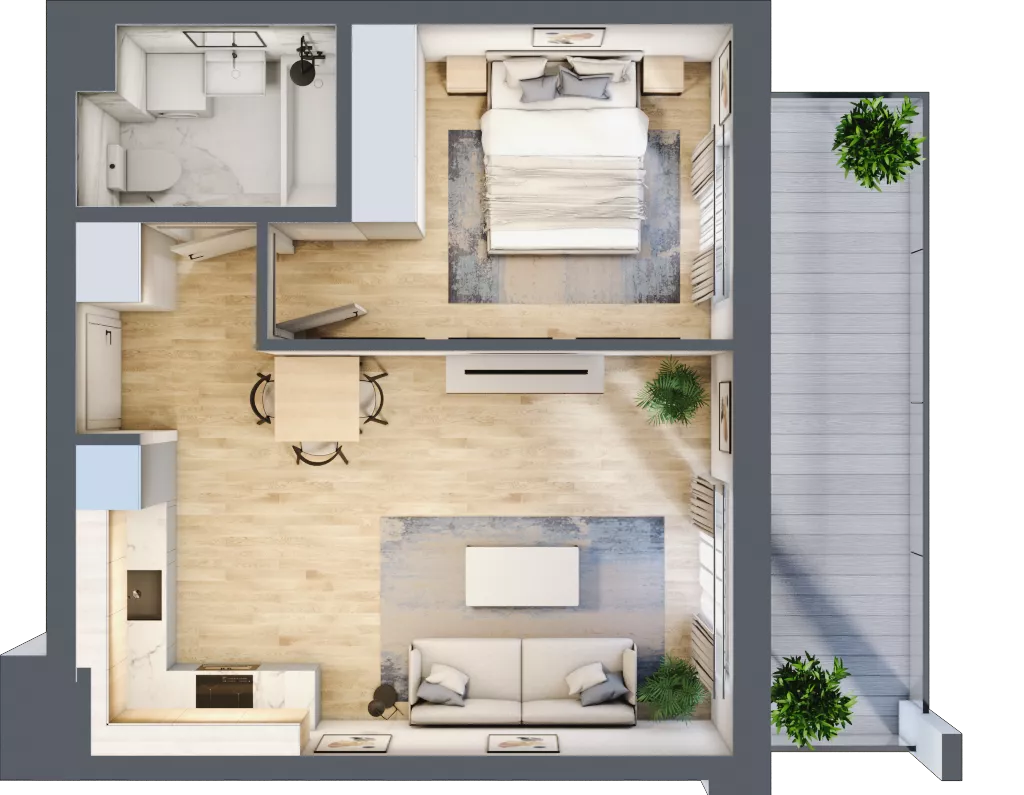 2 pokoje, mieszkanie 40,07 m², piętro 7, oferta nr C.38, Hi Mokotów, Warszawa, Ursynów, Wyczółki, ul. Bokserska 63