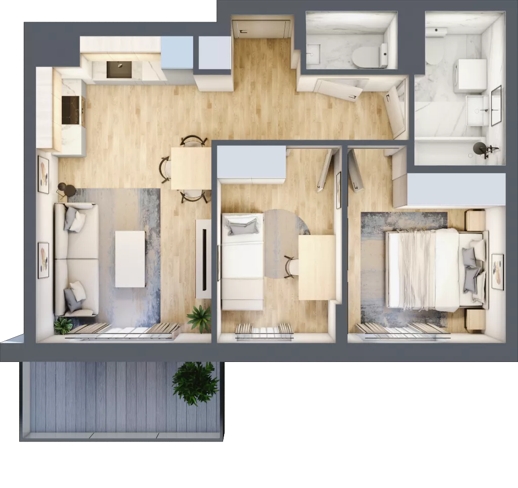 3 pokoje, mieszkanie 49,03 m², piętro 6, oferta nr C.32, Hi Mokotów, Warszawa, Ursynów, Wyczółki, ul. Bokserska 63