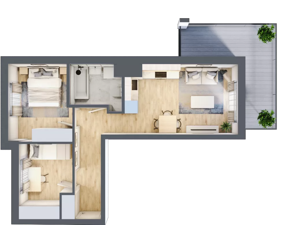 3 pokoje, mieszkanie 47,77 m², piętro 6, oferta nr C.31, Hi Mokotów, Warszawa, Ursynów, Wyczółki, ul. Bokserska 63
