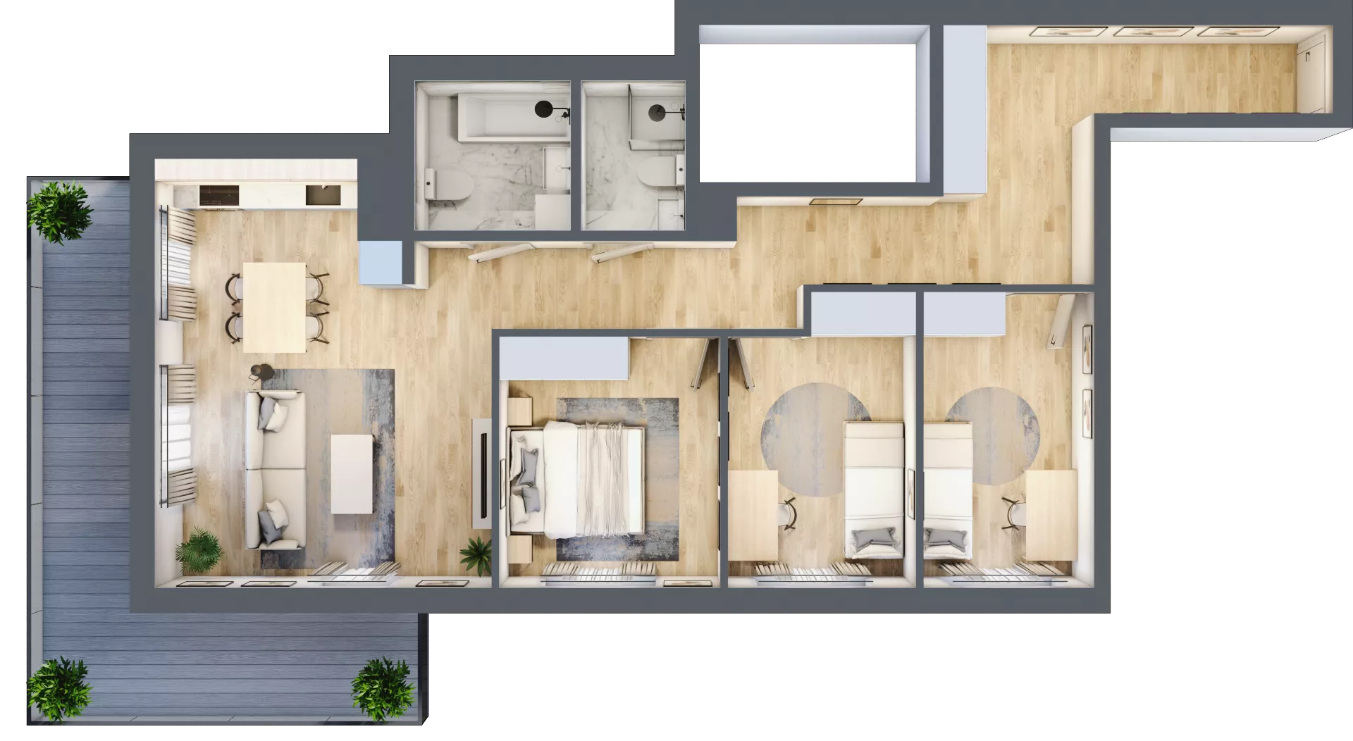4 pokoje, mieszkanie 83,22 m², piętro 4, oferta nr C.25, Hi Mokotów, Warszawa, Ursynów, Wyczółki, ul. Bokserska 63