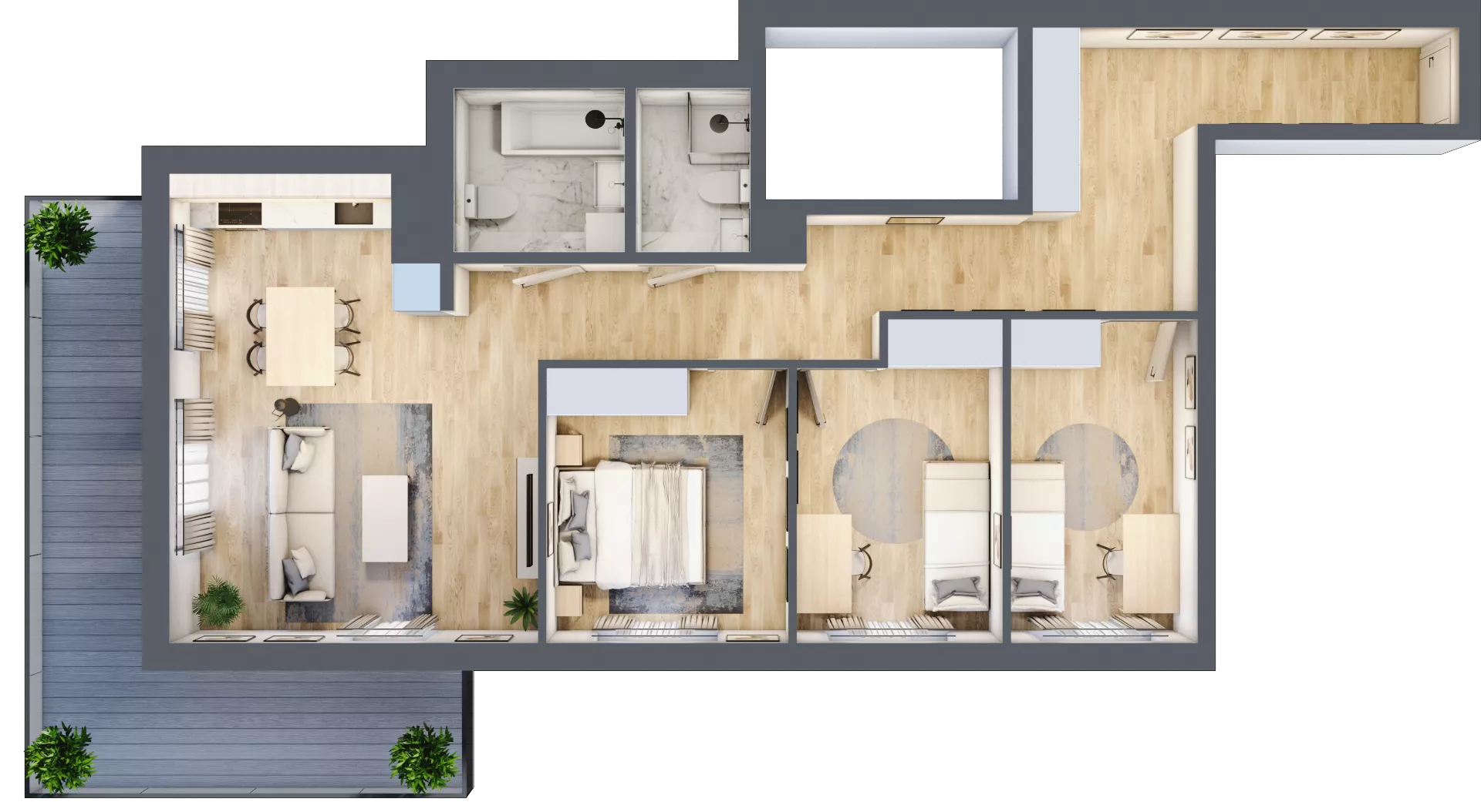 4 pokoje, mieszkanie 83,53 m², piętro 3, oferta nr C.20, Hi Mokotów, Warszawa, Ursynów, Wyczółki, ul. Bokserska 63
