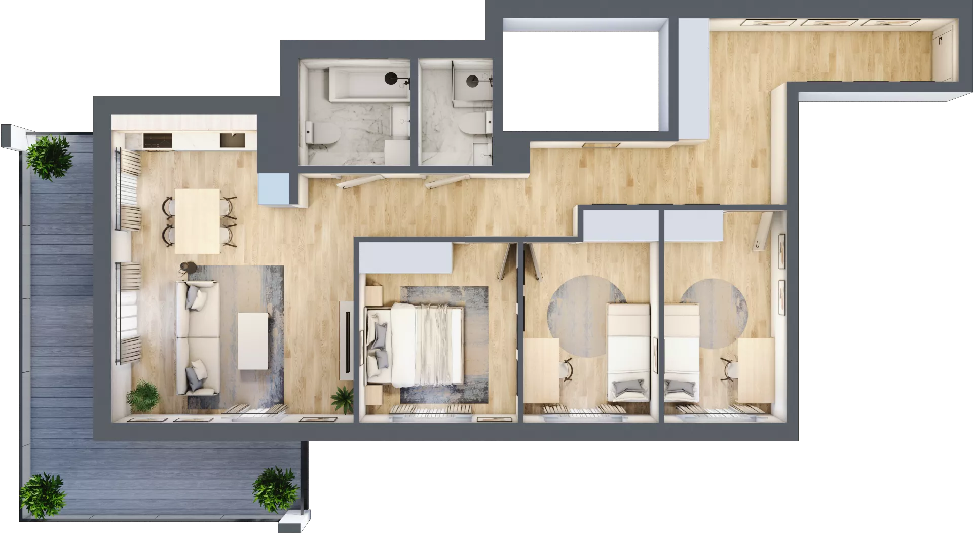 4 pokoje, mieszkanie 83,66 m², piętro 2, oferta nr C.15, Hi Mokotów, Warszawa, Ursynów, Wyczółki, ul. Bokserska 63