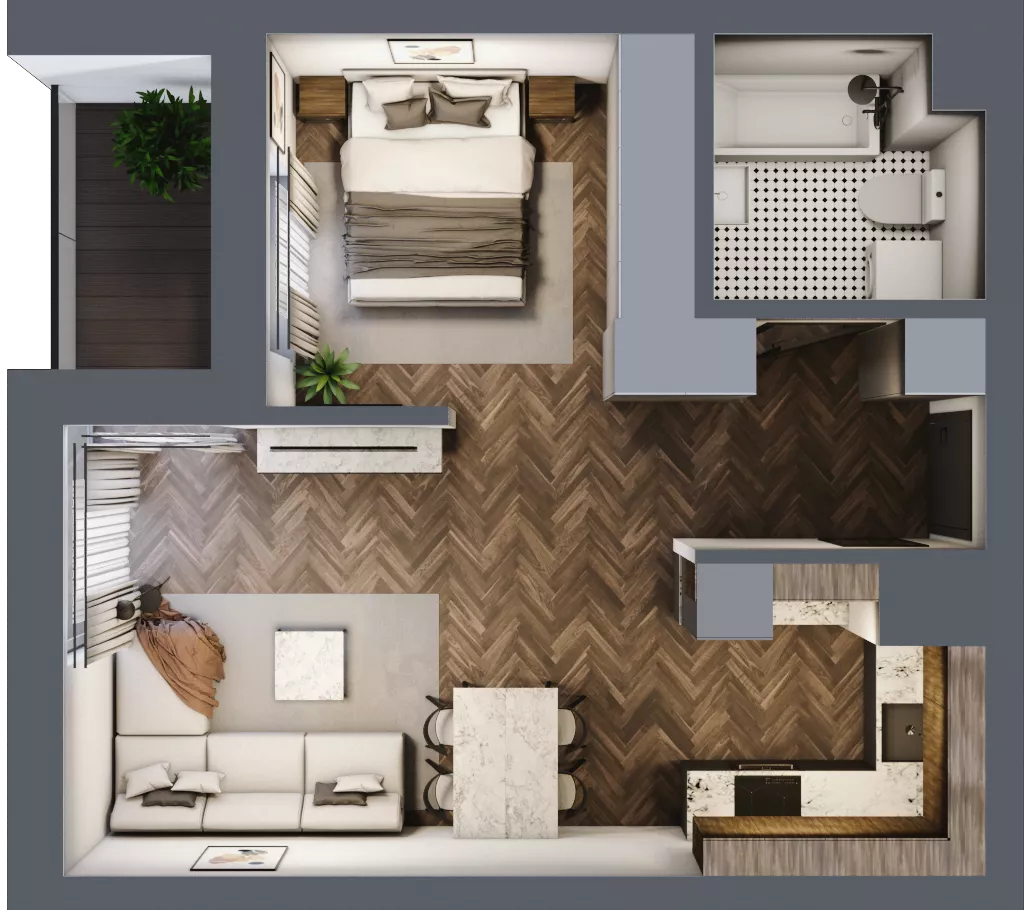 1 pokój, mieszkanie 41,29 m², piętro 2, oferta nr A.087, Modena II, Poznań, Jeżyce, ul. Jackowskiego/Kraszewskiego