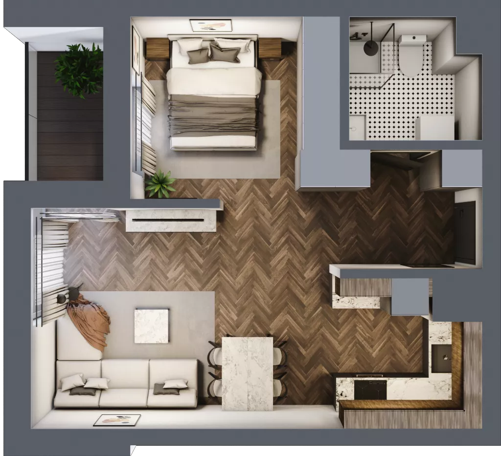 1 pokój, mieszkanie 41,20 m², piętro 1, oferta nr A.073, Modena II, Poznań, Jeżyce, ul. Jackowskiego/Kraszewskiego