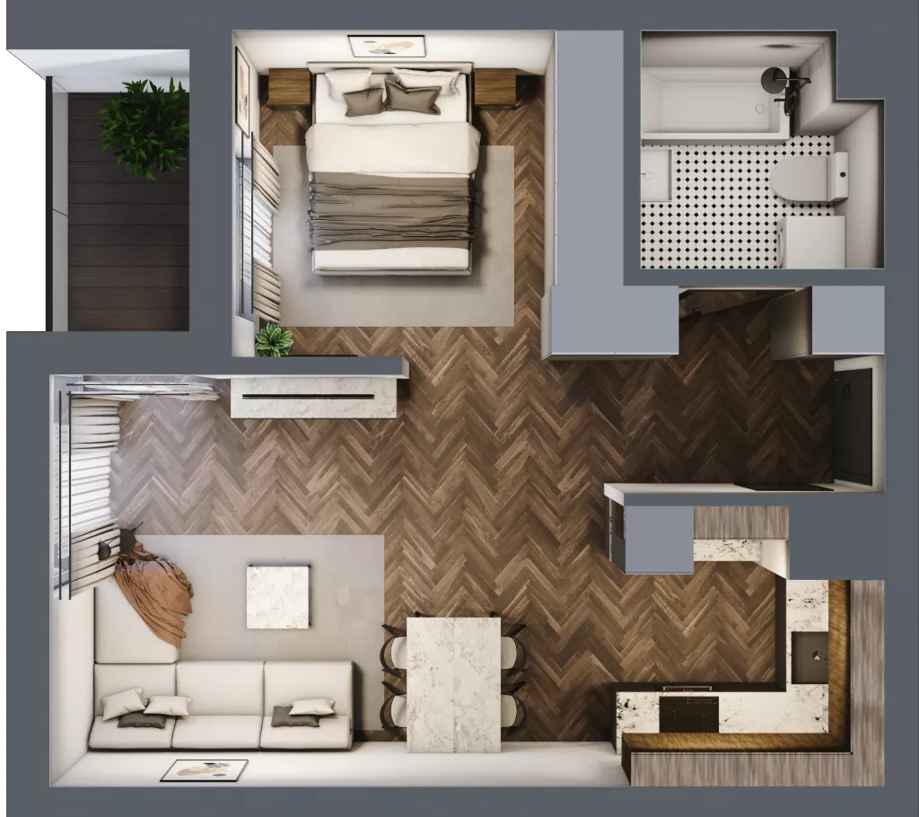 1 pokój, mieszkanie 41,77 m², piętro 4, oferta nr A.117, Modena II, Poznań, Jeżyce, ul. Jackowskiego/Kraszewskiego