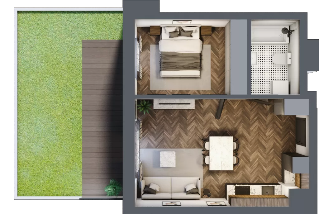 2 pokoje, mieszkanie 40,31 m², parter, oferta nr A.060, Modena II, Poznań, Jeżyce, ul. Jackowskiego/Kraszewskiego