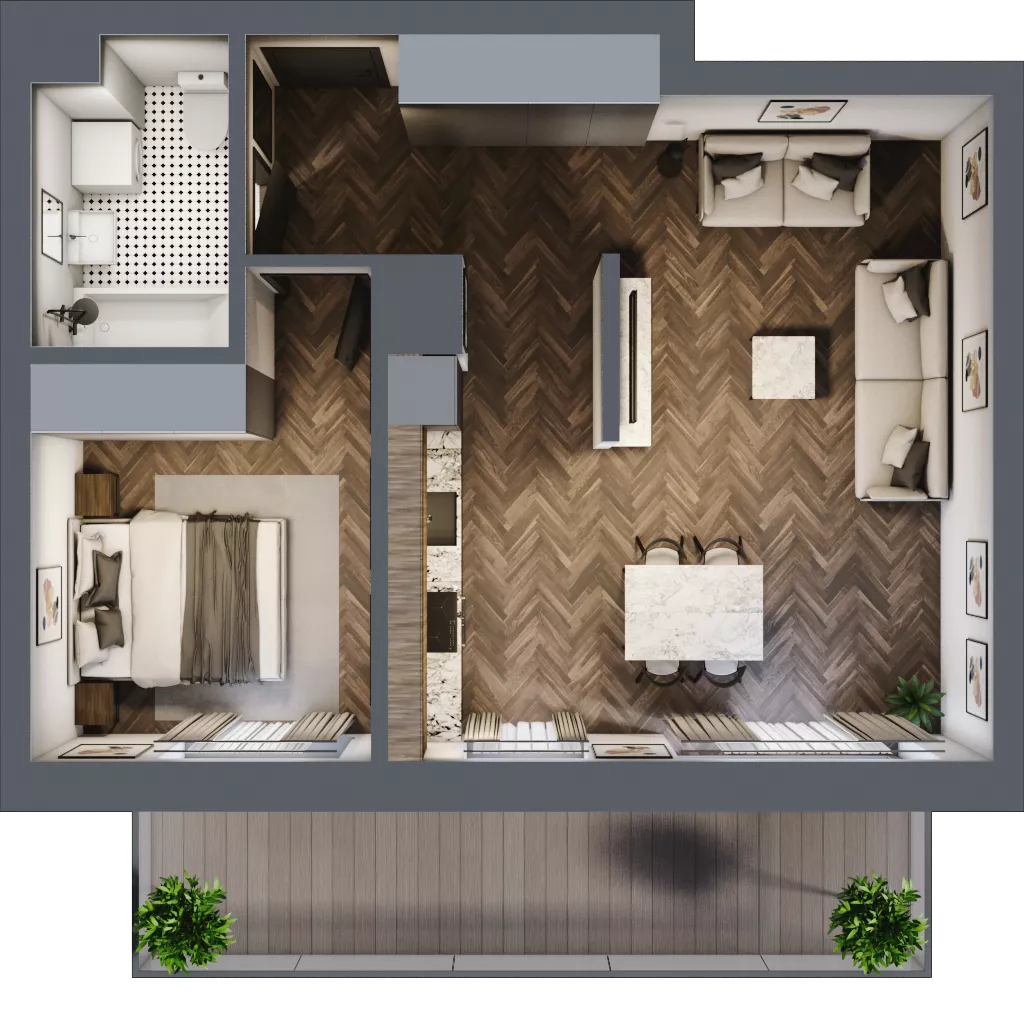 2 pokoje, mieszkanie 48,98 m², piętro 1, oferta nr A.067, Modena II, Poznań, Jeżyce, ul. Jackowskiego/Kraszewskiego