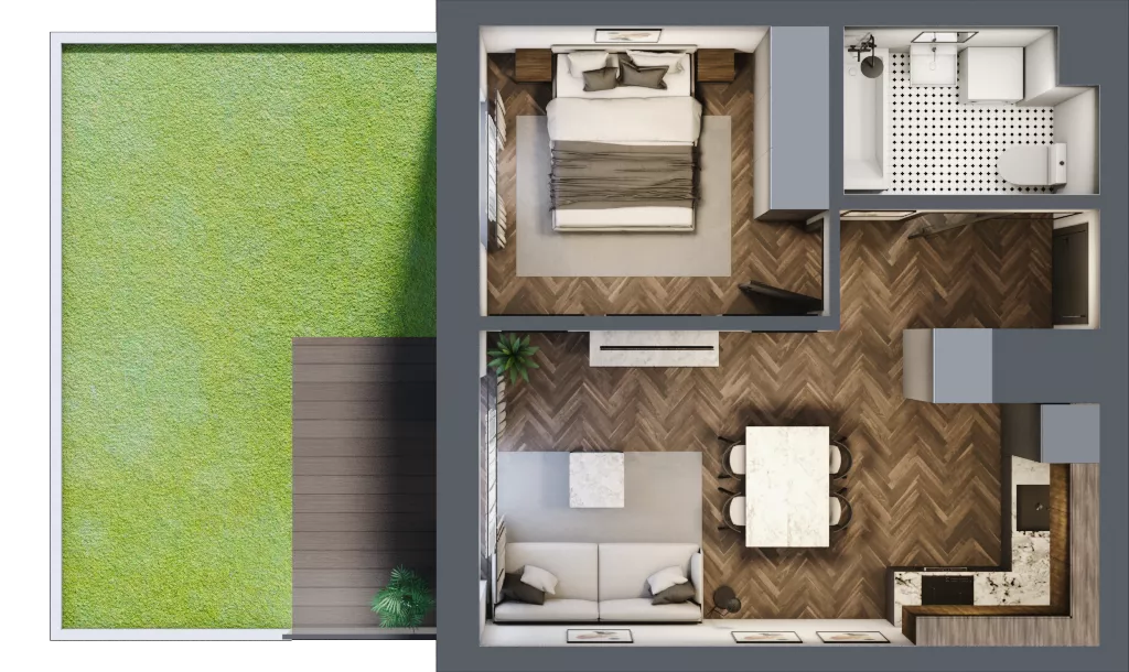 2 pokoje, mieszkanie 37,65 m², parter, oferta nr A.057, Modena II, Poznań, Jeżyce, ul. Jackowskiego/Kraszewskiego