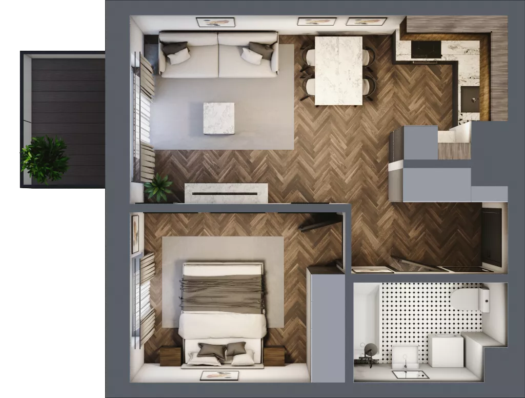 2 pokoje, mieszkanie 40,51 m², piętro 1, oferta nr A.150, Modena II, Poznań, Jeżyce, ul. Jackowskiego/Kraszewskiego