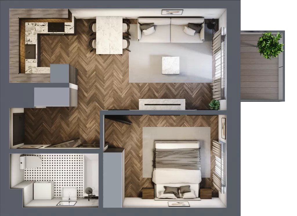 2 pokoje, mieszkanie 41,08 m², piętro 2, oferta nr A.020, Modena II, Poznań, Jeżyce, ul. Jackowskiego/Kraszewskiego