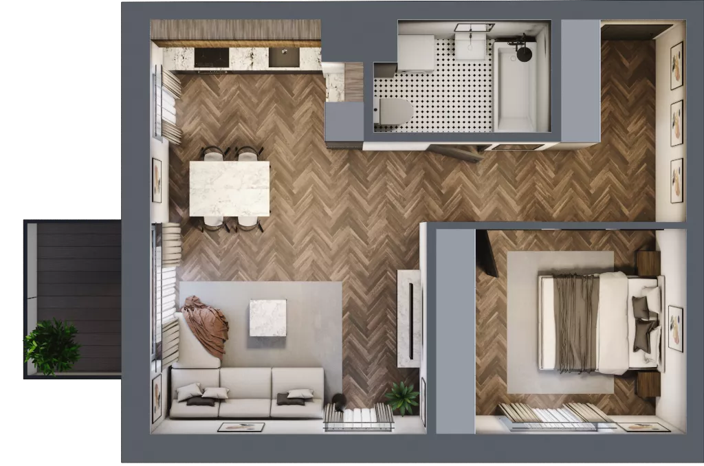 2 pokoje, mieszkanie 49,31 m², piętro 2, oferta nr A.158, Modena II, Poznań, Jeżyce, ul. Jackowskiego/Kraszewskiego