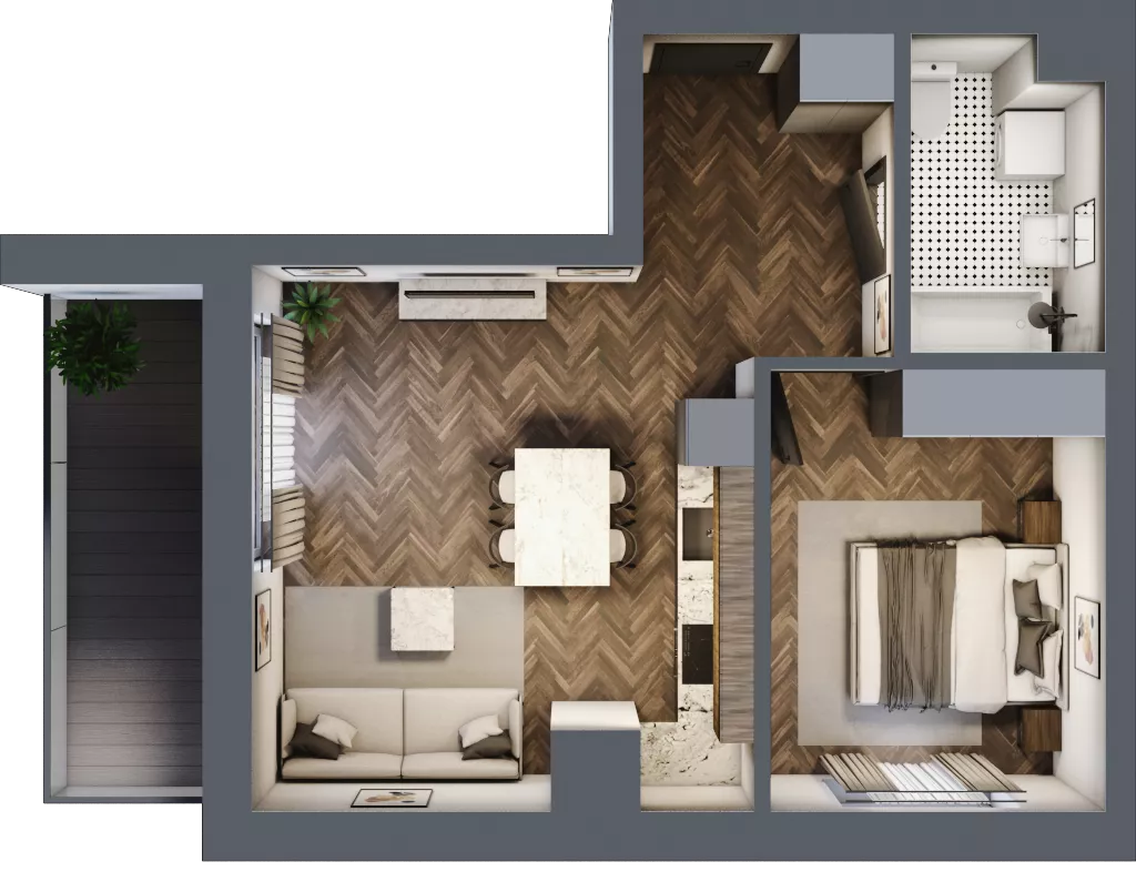 2 pokoje, mieszkanie 42,60 m², piętro 1, oferta nr A.013, Modena II, Poznań, Jeżyce, ul. Jackowskiego/Kraszewskiego