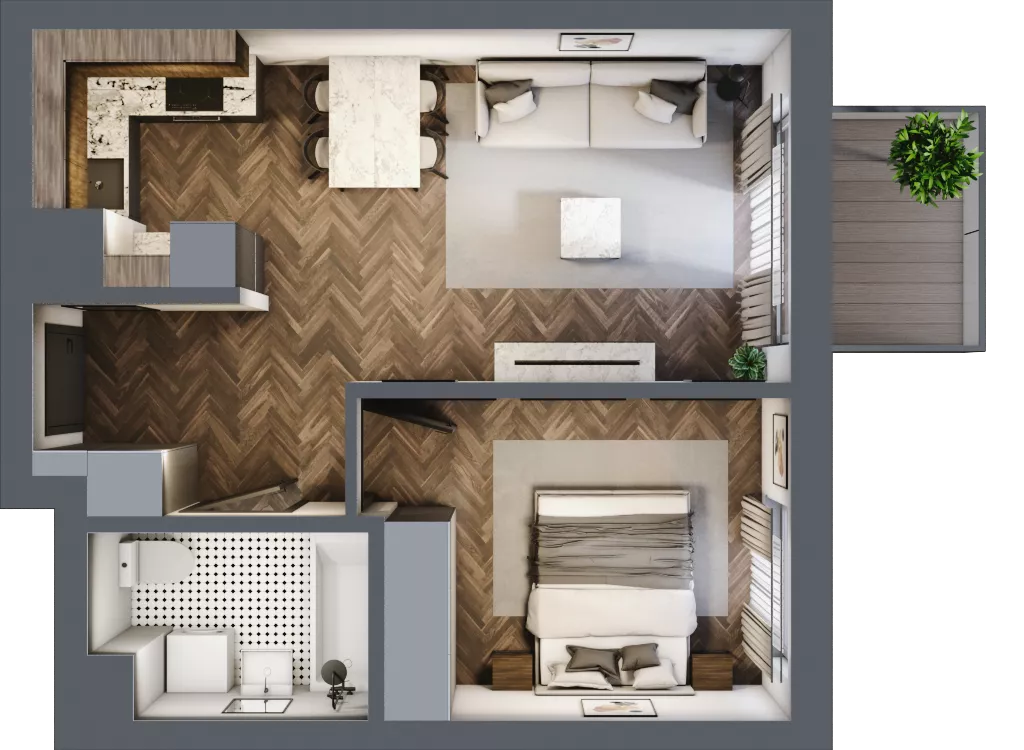 2 pokoje, mieszkanie 40,41 m², piętro 4, oferta nr A.035, Modena II, Poznań, Jeżyce, ul. Jackowskiego/Kraszewskiego