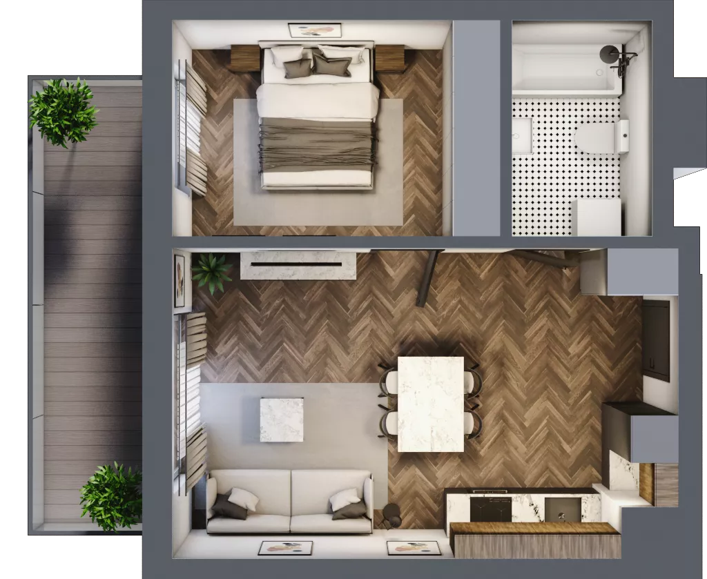 2 pokoje, mieszkanie 40,71 m², piętro 3, oferta nr A.099, Modena II, Poznań, Jeżyce, ul. Jackowskiego/Kraszewskiego