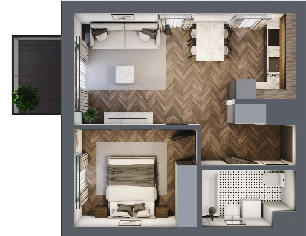 2 pokoje, mieszkanie 41,01 m², piętro 6, oferta nr A.196, Modena II, Poznań, Jeżyce, ul. Jackowskiego/Kraszewskiego