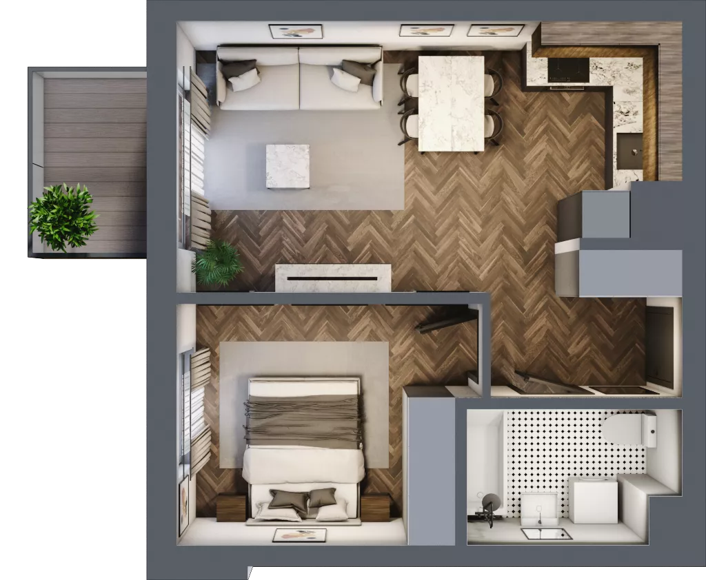 2 pokoje, mieszkanie 40,03 m², piętro 6, oferta nr A.192, Modena II, Poznań, Jeżyce, ul. Jackowskiego/Kraszewskiego